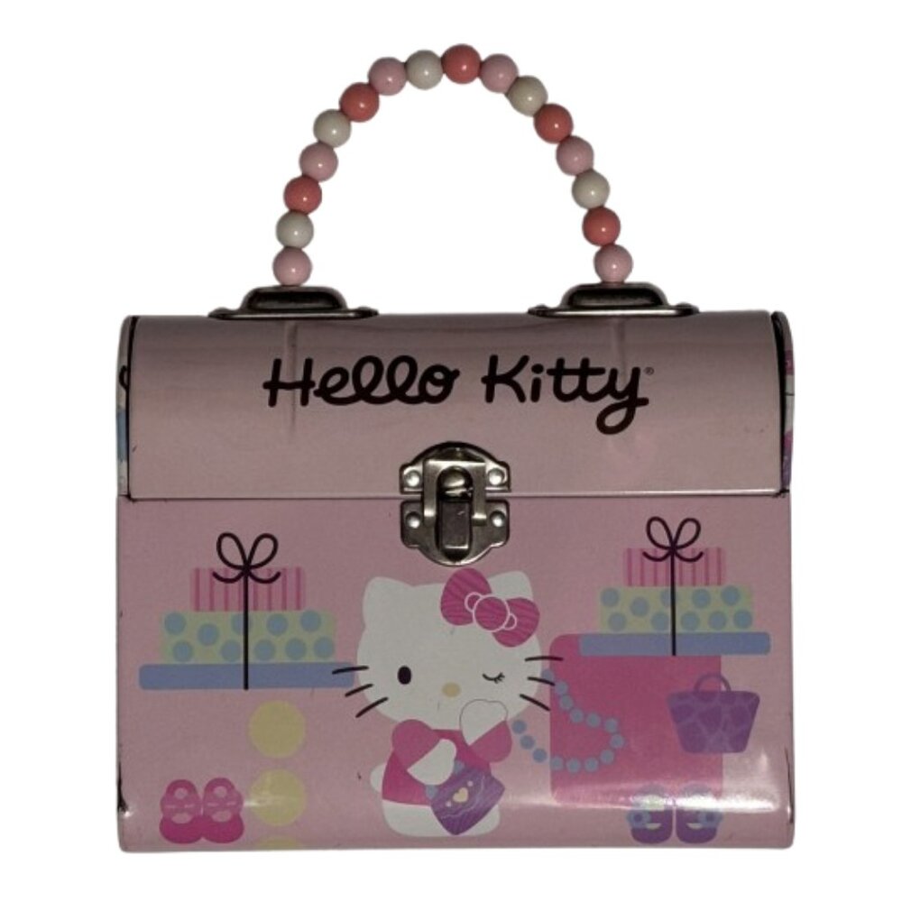 🎀 Vintage Sanrio Hello Kitty Tin Pail Purse With Beaded Handle 🎀
